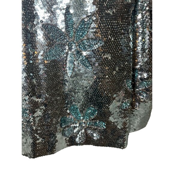 GENE SHELLY'S International Boutique Vintage 100% Wool Blue Sequin Jacket Sz 10 - Picture 11 of 14
